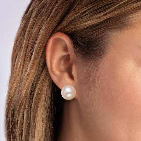 Black Button Freshwater Pearl Stud Earrings - May-Lynn